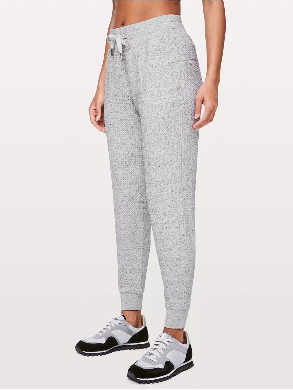 Lululemon Warm Down Joggers in “Heathered Melody” light grey. Size 8.